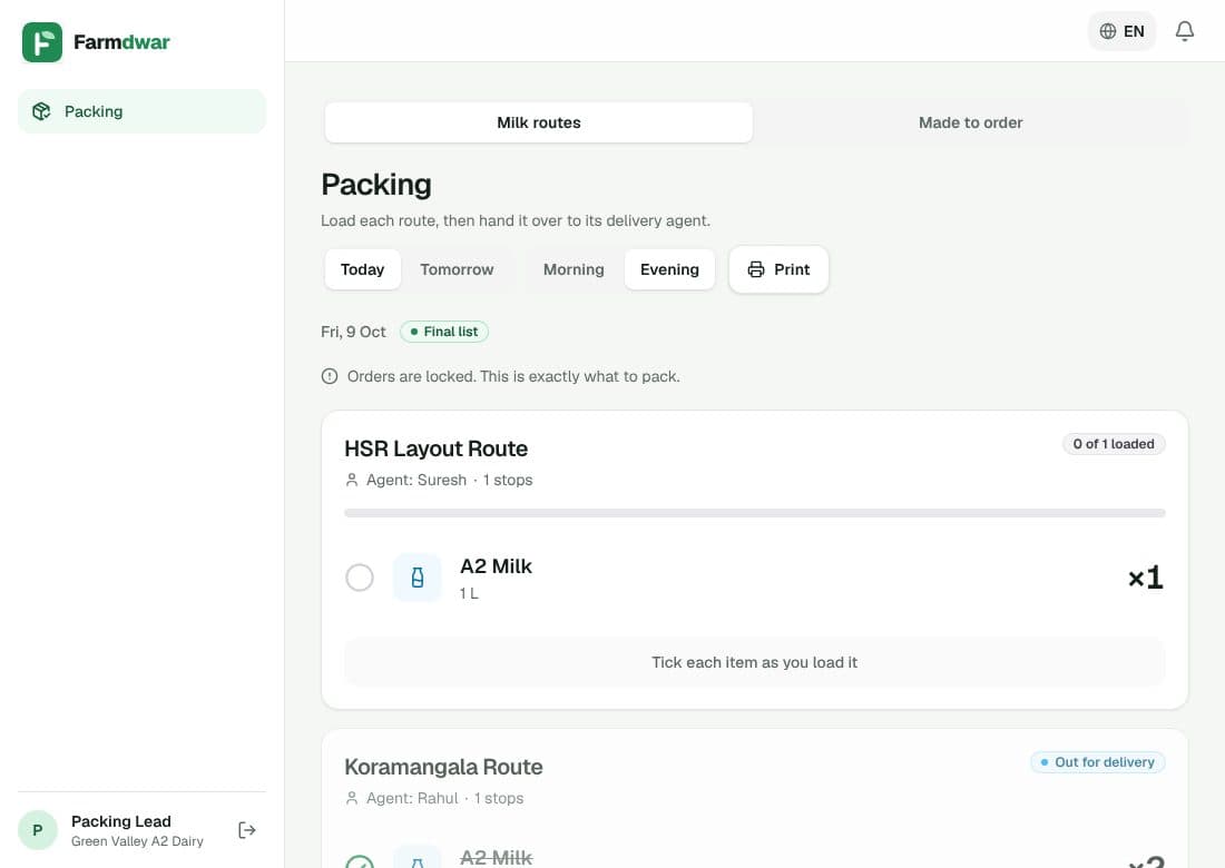 Packing by route